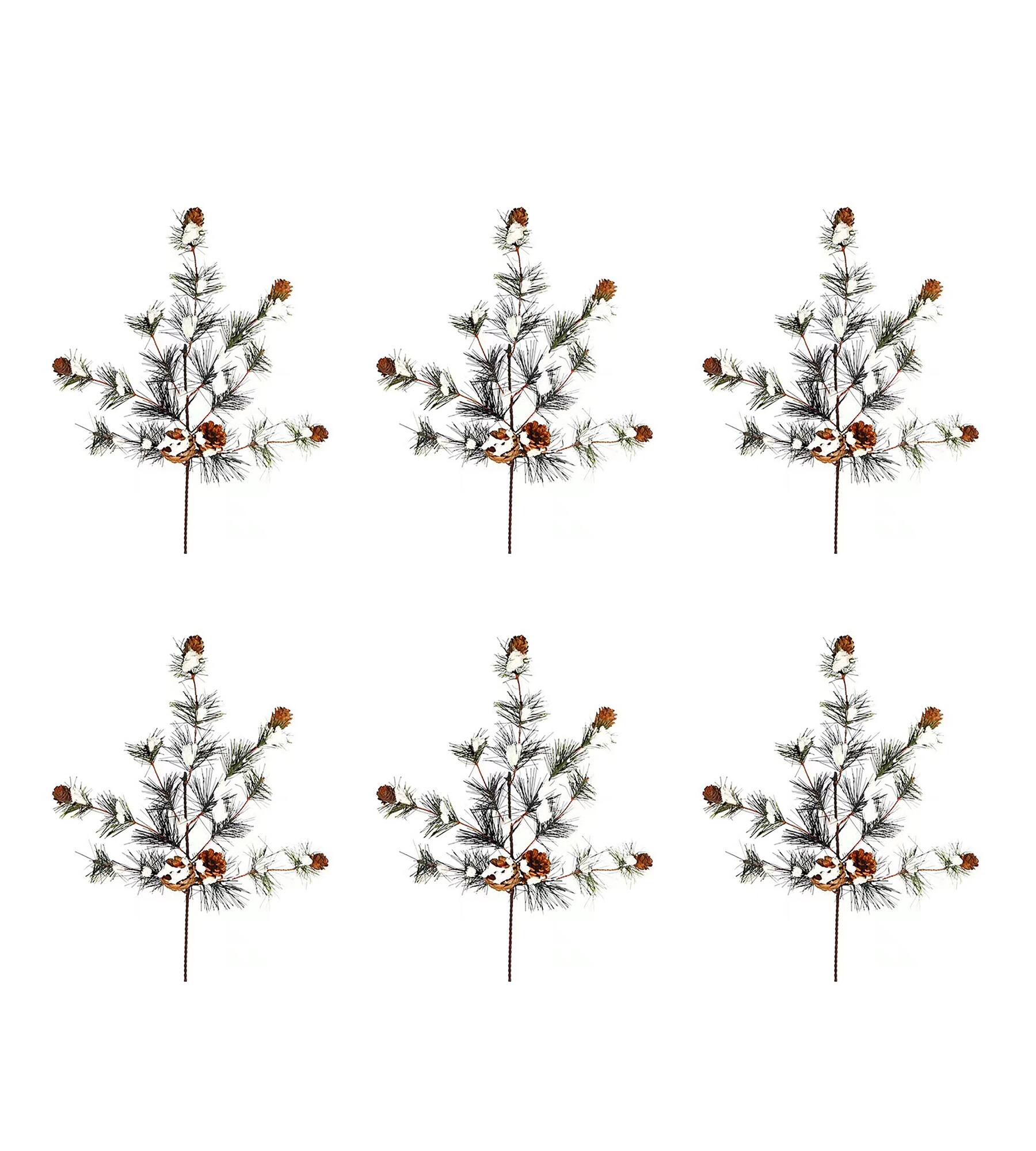 20" Snowy Pine Leaf & Pinecone Sprays, 6ct.